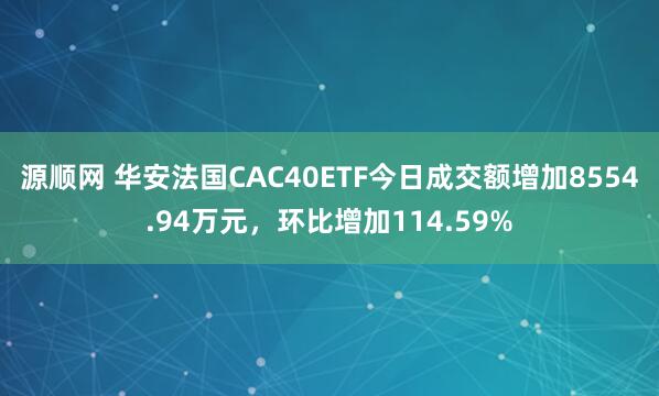源顺网 华安法国CAC40ETF今日成交额增加8554.94万元，环比增加114.59%